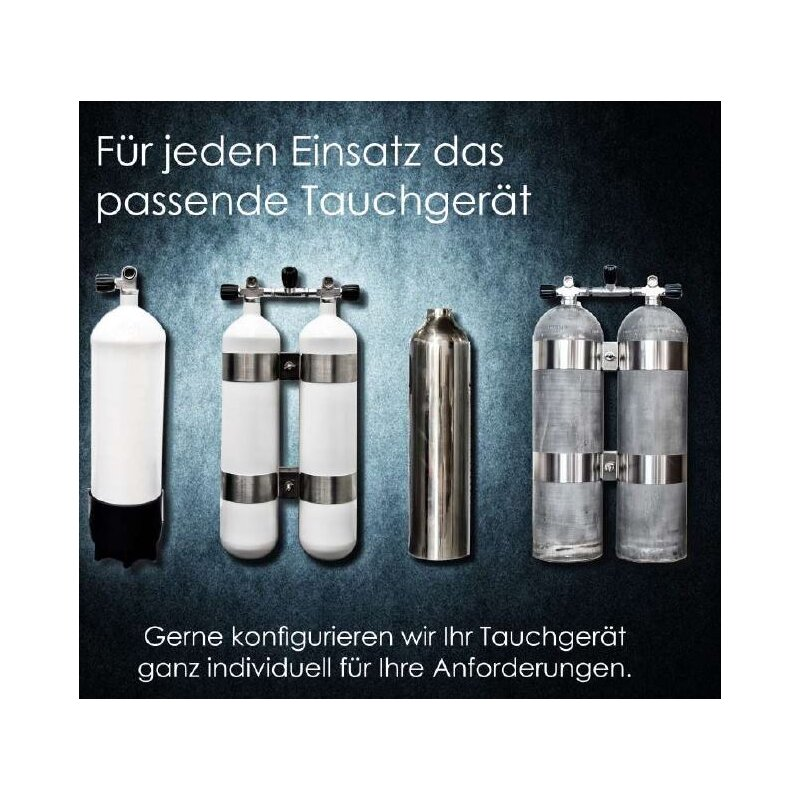 Polaris ECS Doppel 10 L /300 bar Stahl TG mit V4TEC Schellen und Absperrbr?cke